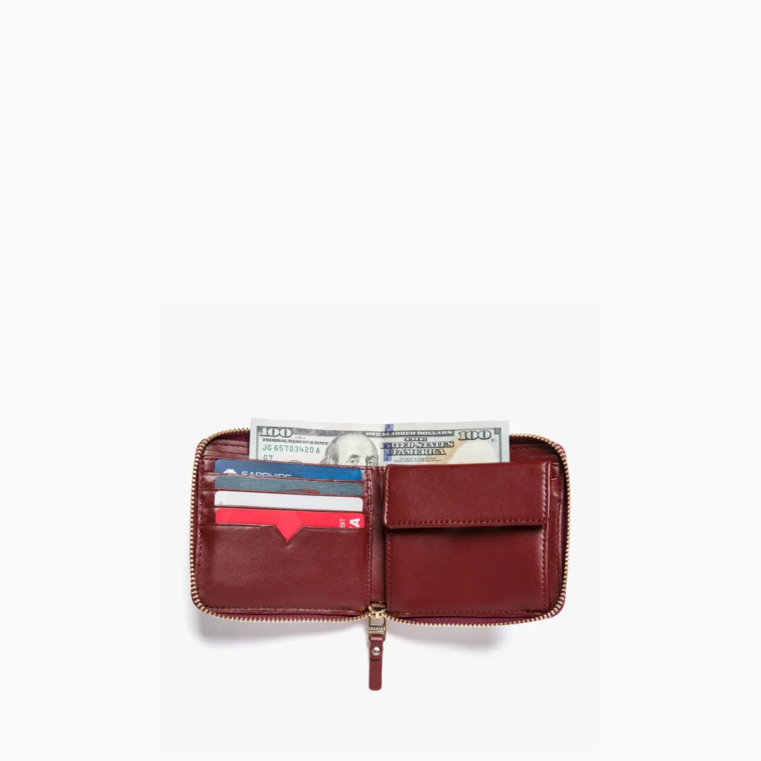 Mallorca Small Wallet - Cactus Leather - Burgundy / Gold / Camel