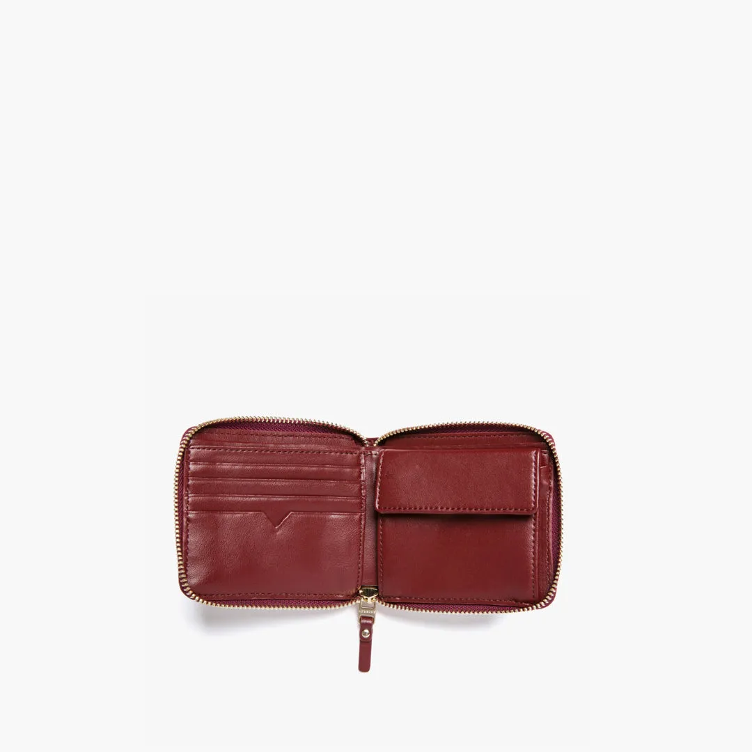 Mallorca Small Wallet - Cactus Leather - Burgundy / Gold / Camel