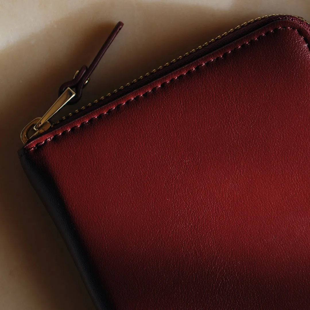 Mallorca Small Wallet - Cactus Leather - Burgundy / Gold / Camel