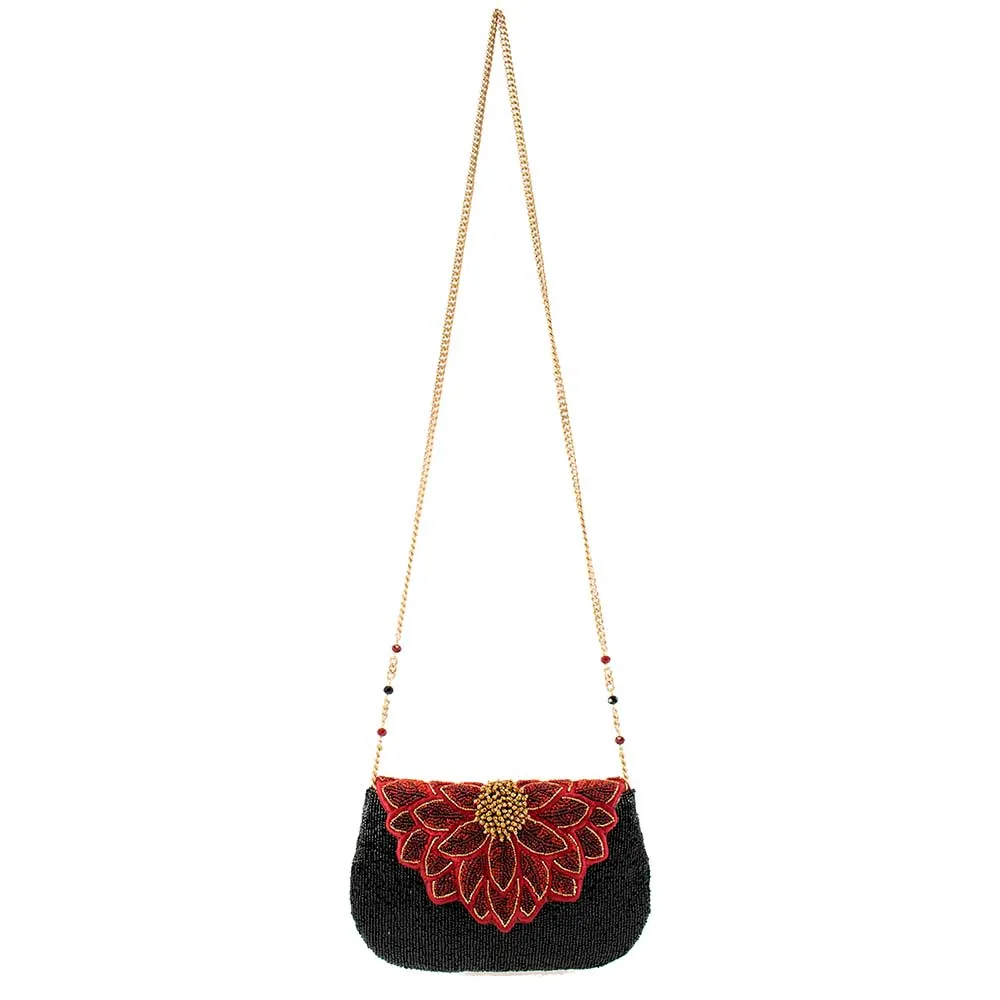 Mary Frances Crimson Bloom Black Crimson Bloom Crossbody Handbag New