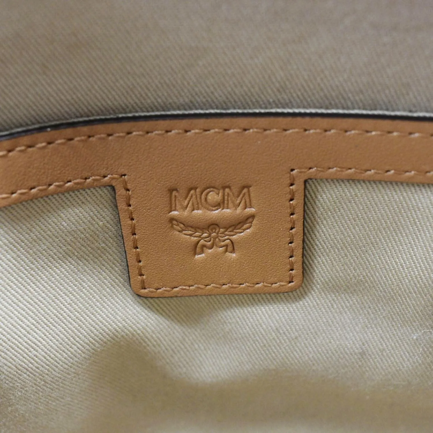 MCM Klassik Multifunction Small Visetos Canvas Crossbody Bag Cognac