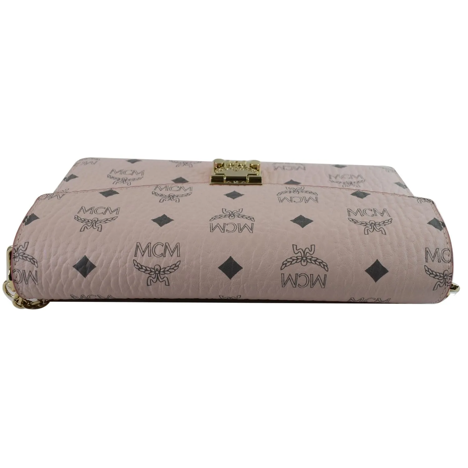 MCM Patricia Visetos Leather Crossbody Wallet Powder Pink