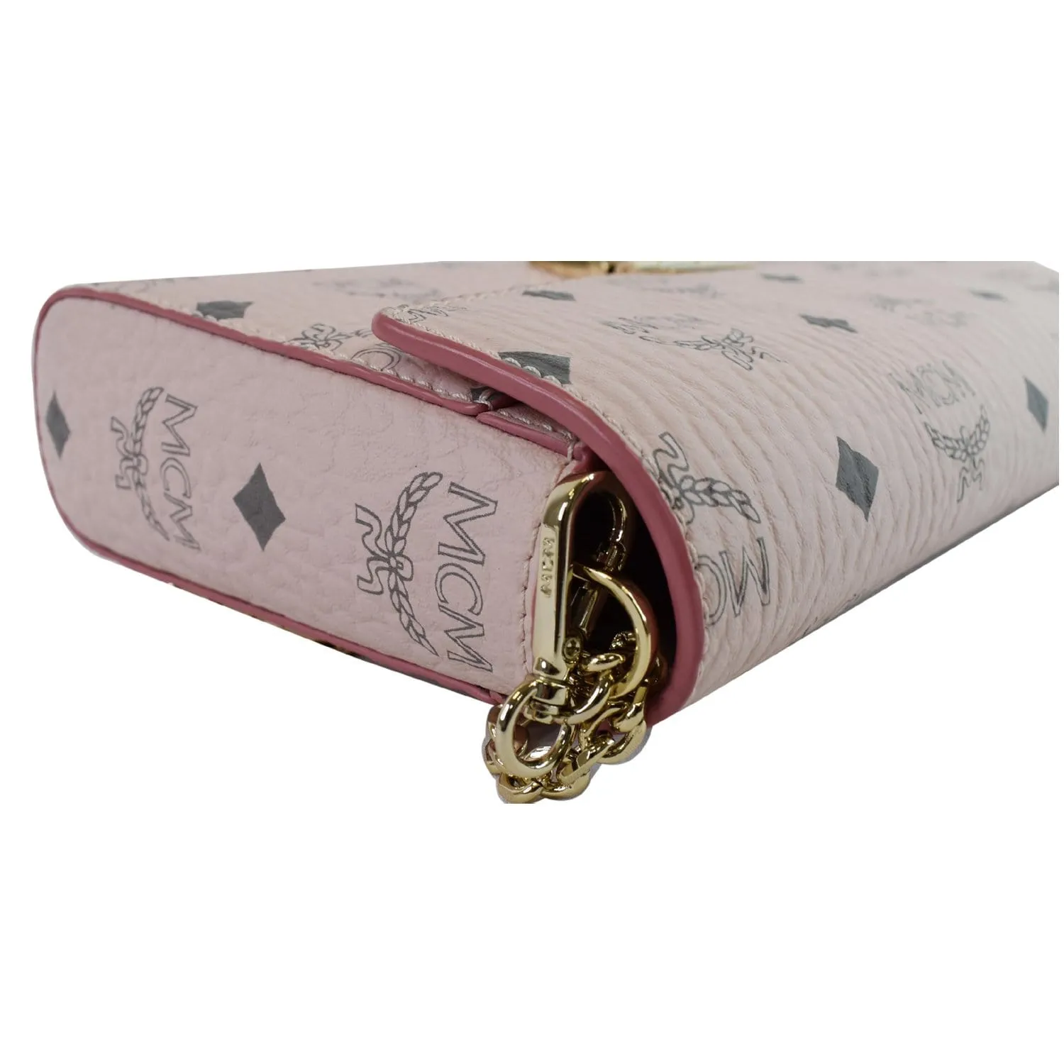MCM Patricia Visetos Leather Crossbody Wallet Powder Pink