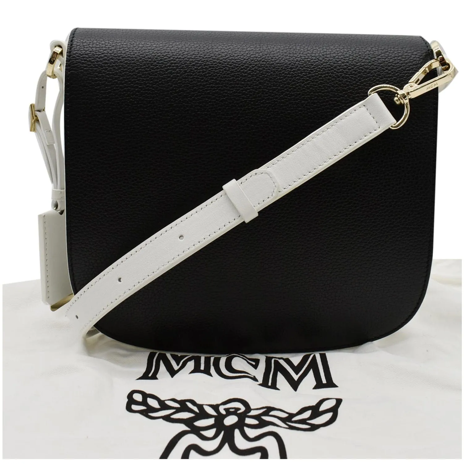 MCM Small Patricia Visetos Leather Crossbody Bag Cognac