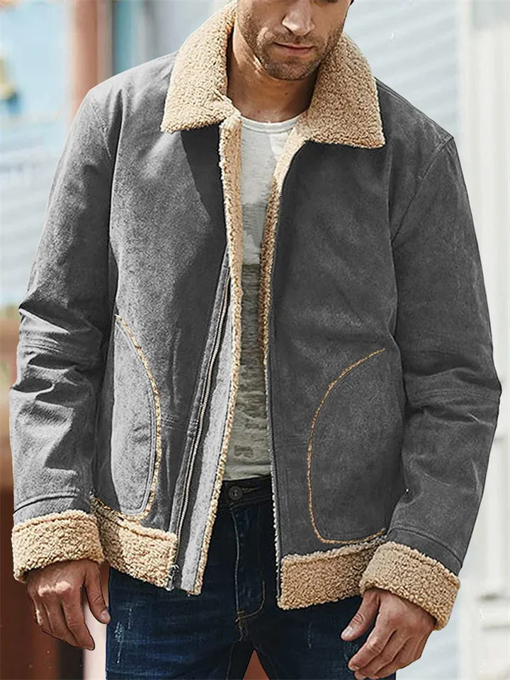 Men Cozy Leisure Lapel Faux Fur Winter Coats