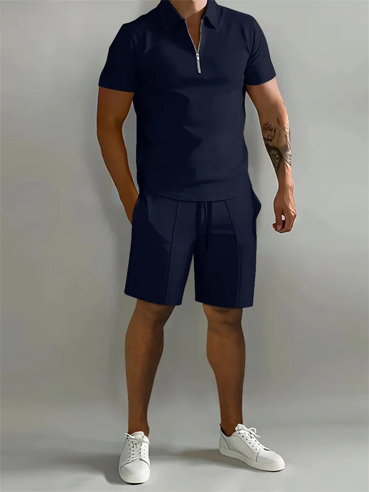 Men's Casual Loose Short Sleeve Polo Shirt   Sport Shorts