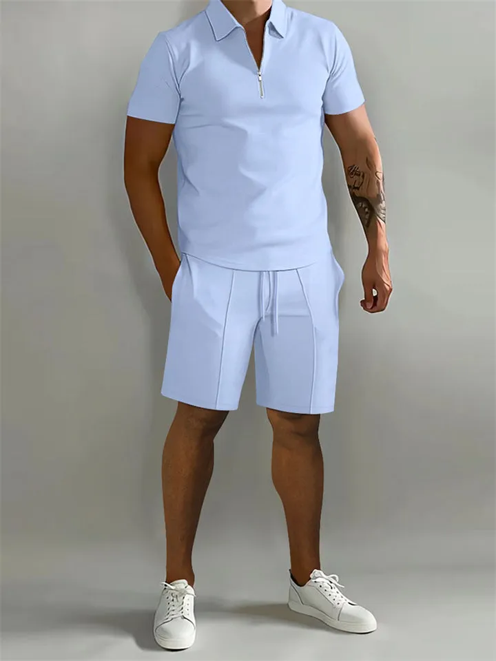 Men's Casual Loose Short Sleeve Polo Shirt   Sport Shorts