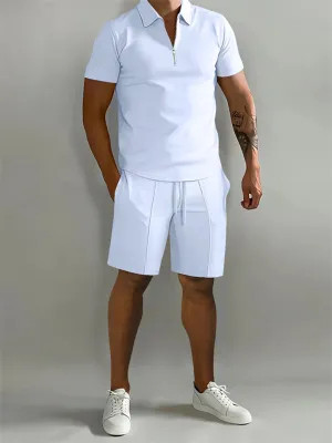 Men's Casual Loose Short Sleeve Polo Shirt   Sport Shorts