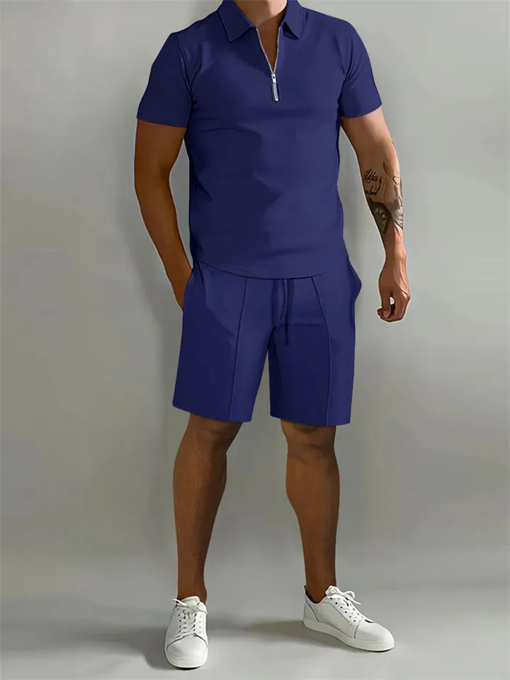 Men's Casual Loose Short Sleeve Polo Shirt   Sport Shorts