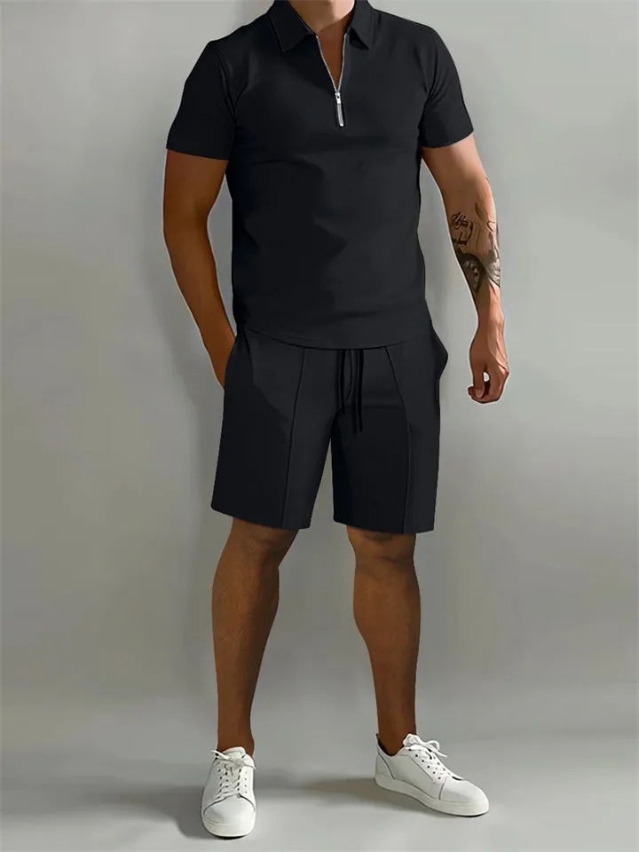 Men's Casual Loose Short Sleeve Polo Shirt   Sport Shorts