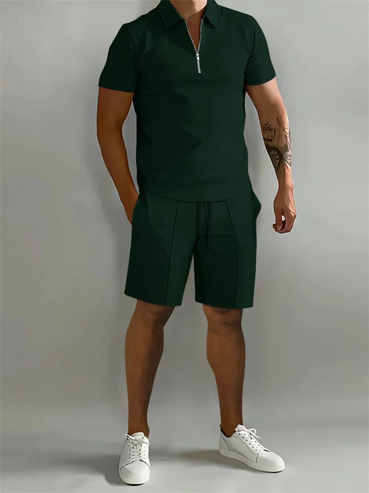 Men's Casual Loose Short Sleeve Polo Shirt   Sport Shorts