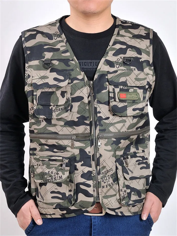 Men's Casual Multi Pockets Sleeveless Vest Jacket
