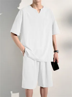 Men's Casual Plus Size Homewear Two-piece Outfits