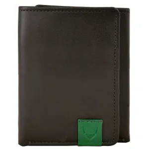 Mens Compact Trifold Leather Wallet with ID Window