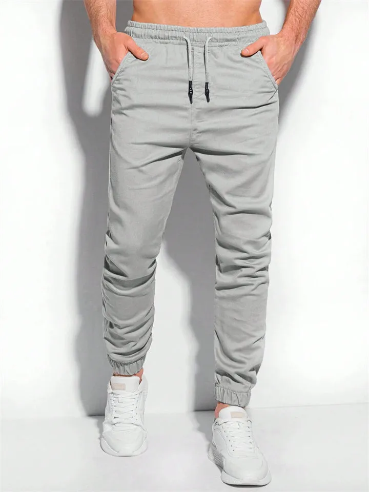 Men's Daily Wear Simple Loose Ankle-Tied Casual Pants