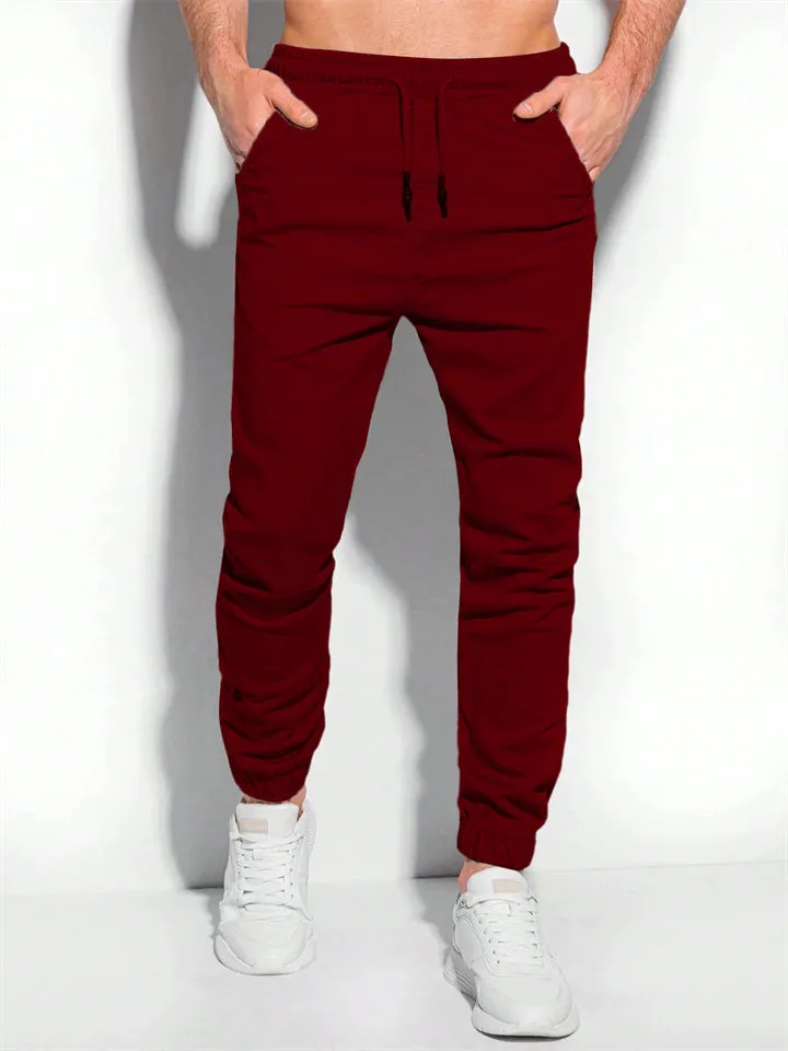 Men's Daily Wear Simple Loose Ankle-Tied Casual Pants
