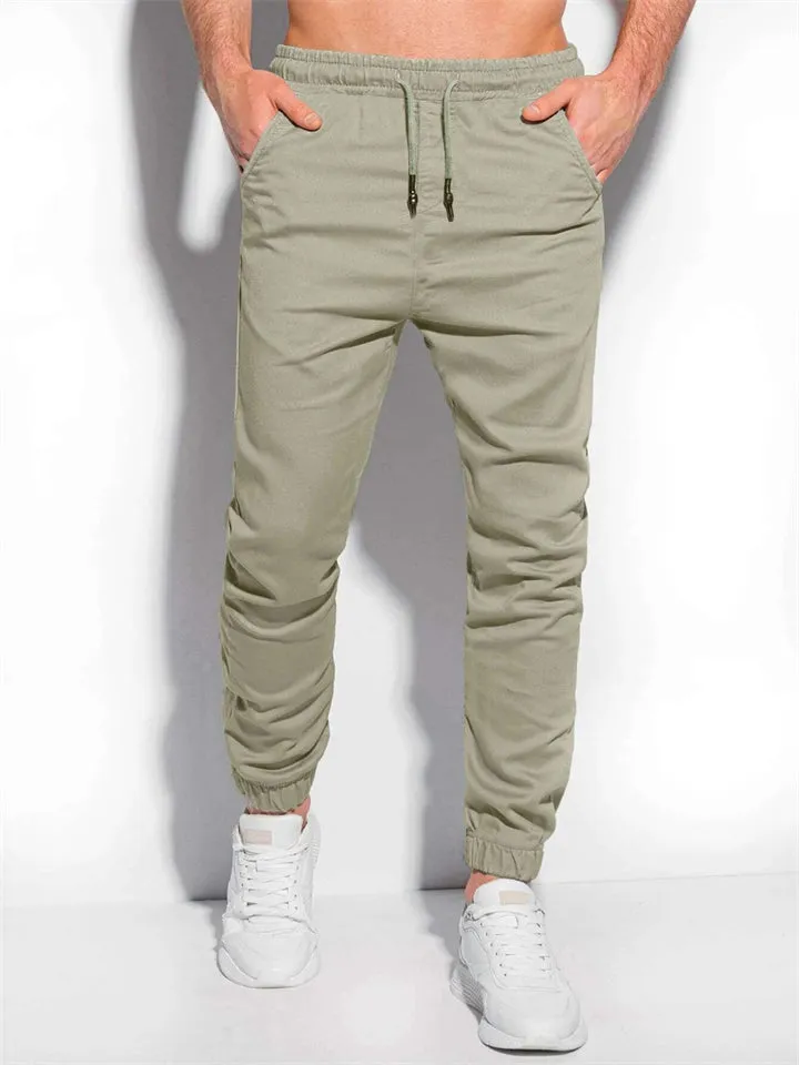 Men's Daily Wear Simple Loose Ankle-Tied Casual Pants