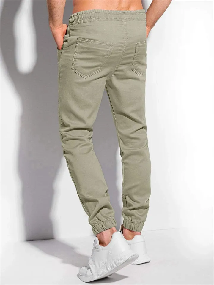 Men's Daily Wear Simple Loose Ankle-Tied Casual Pants