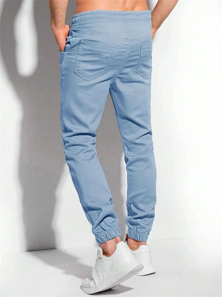 Men's Daily Wear Simple Loose Ankle-Tied Casual Pants