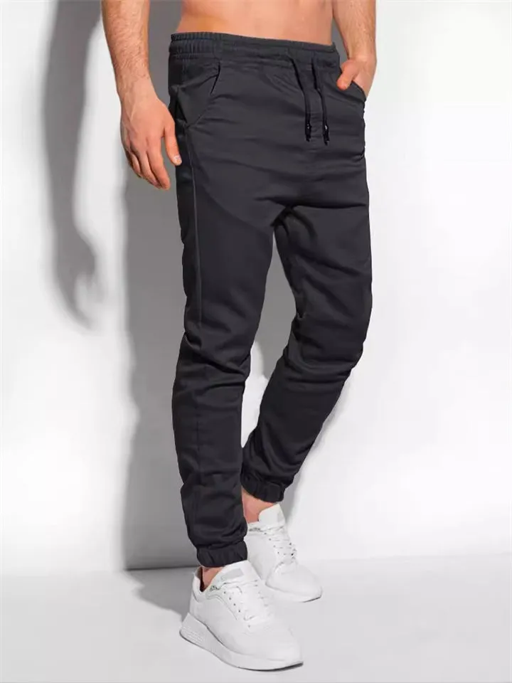 Men's Daily Wear Simple Loose Ankle-Tied Casual Pants