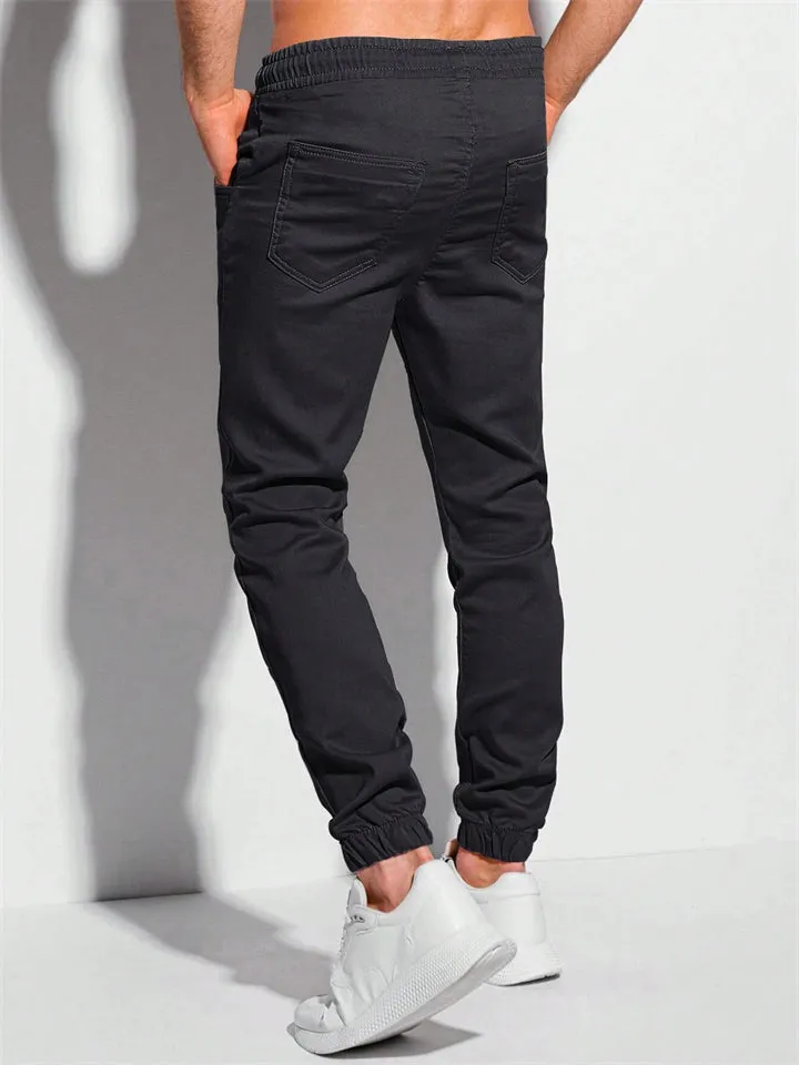 Men's Daily Wear Simple Loose Ankle-Tied Casual Pants