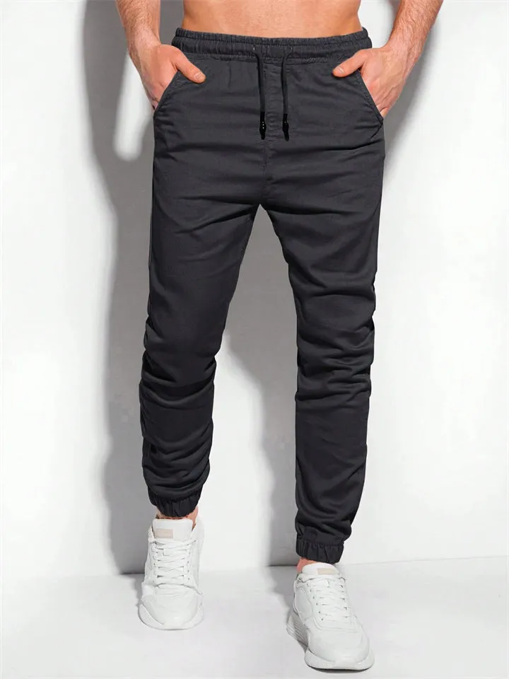 Men's Daily Wear Simple Loose Ankle-Tied Casual Pants