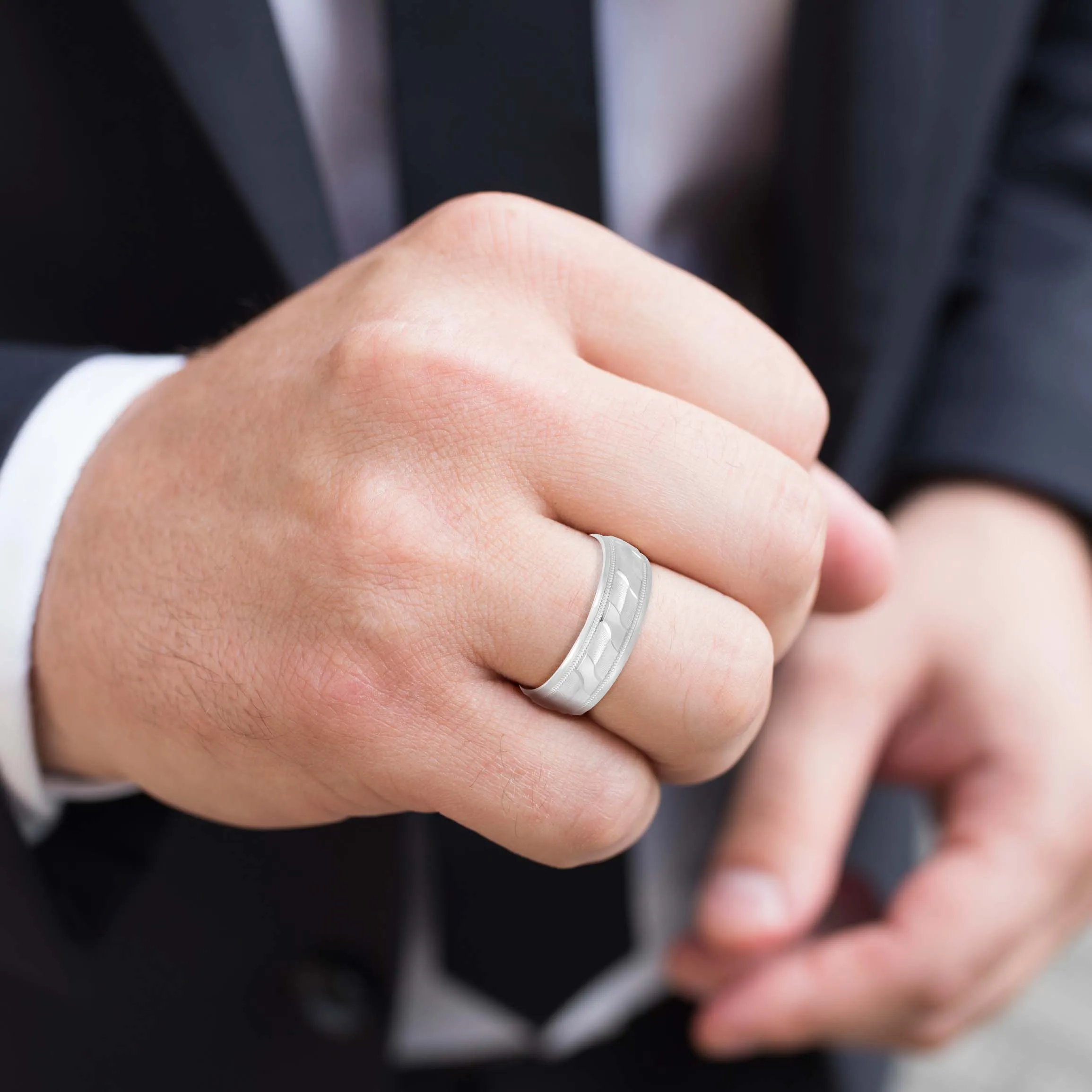 Men's Diagonal Waves Design Band