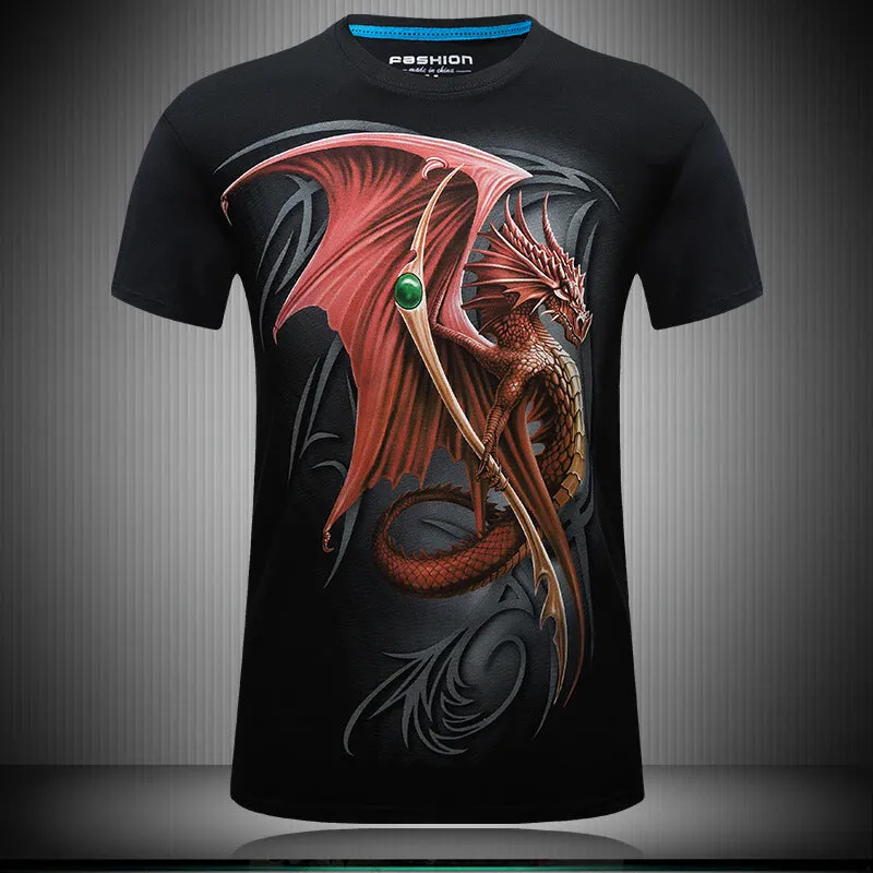 MEN'S DIGITAL PRINTED RED DRAGON TEE
