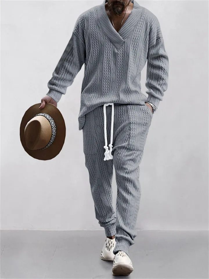 Men's Fashion Knitted Two Piece Outfit Sets