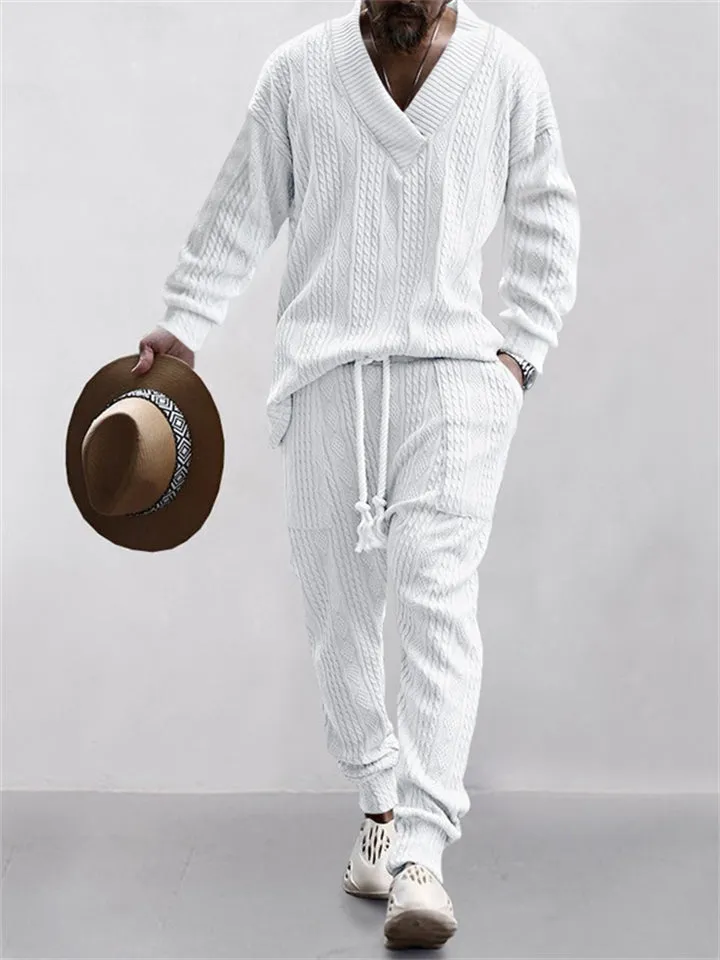 Men's Fashion Knitted Two Piece Outfit Sets