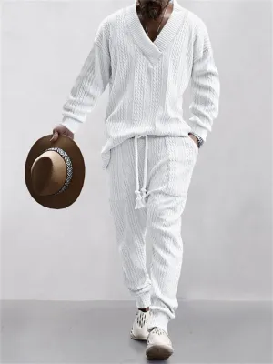 Men's Fashion Knitted Two Piece Outfit Sets
