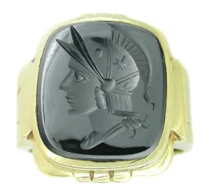 Men's Hematite Intaglio Ring in 10 Karat Gold
