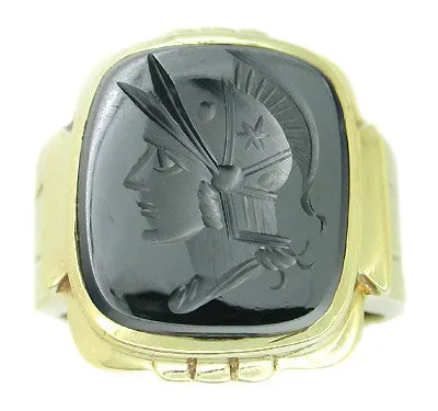Men's Hematite Intaglio Ring in 10 Karat Gold
