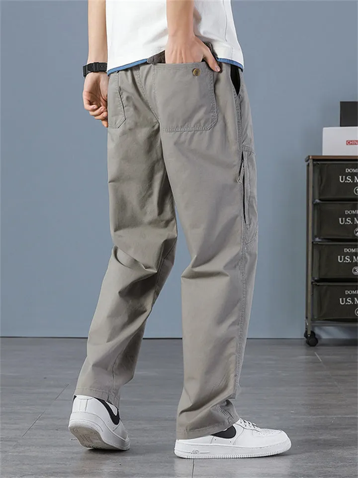 Men's Leisure Spring Autumn Straight Leg Cargo Pants