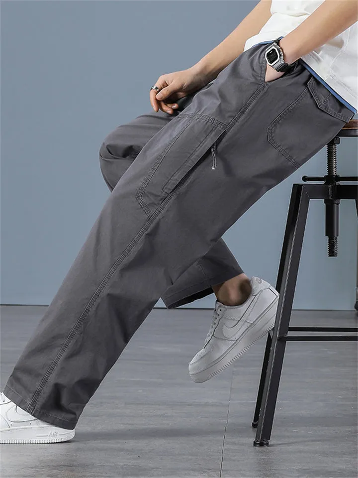 Men's Leisure Spring Autumn Straight Leg Cargo Pants