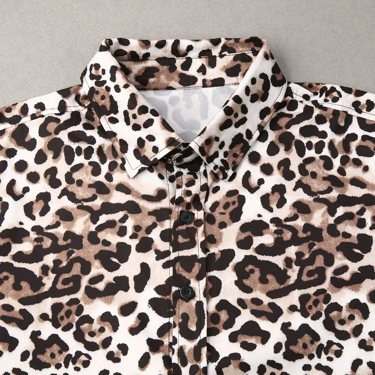 MEN'S LINEN LEOPARD PRINT SLIM FIT SHIRT