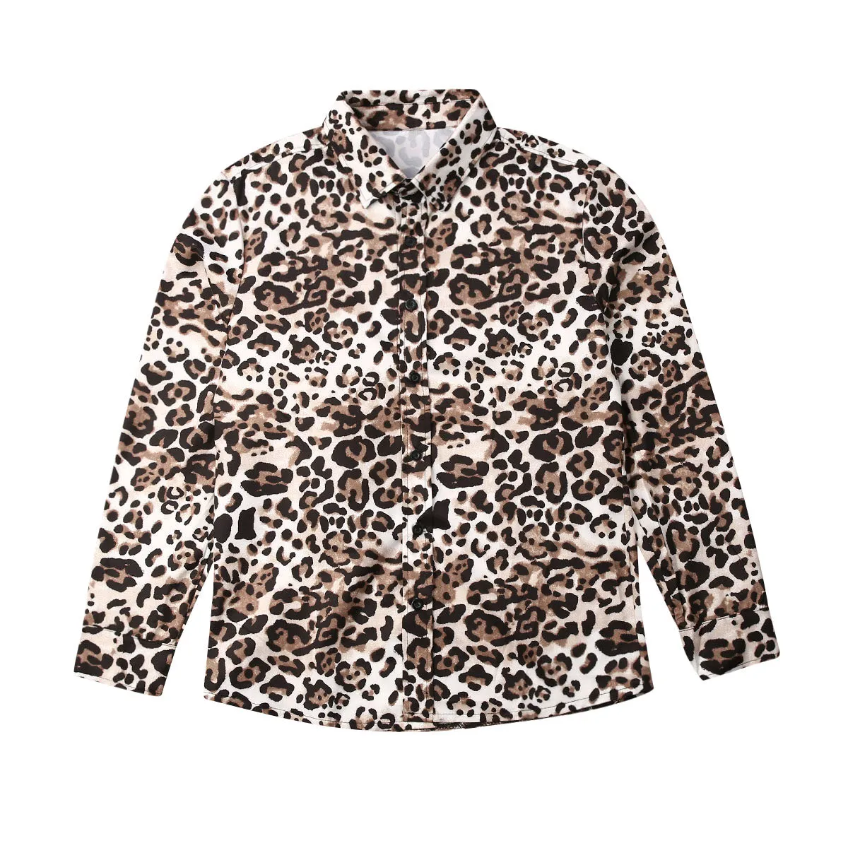 MEN'S LINEN LEOPARD PRINT SLIM FIT SHIRT