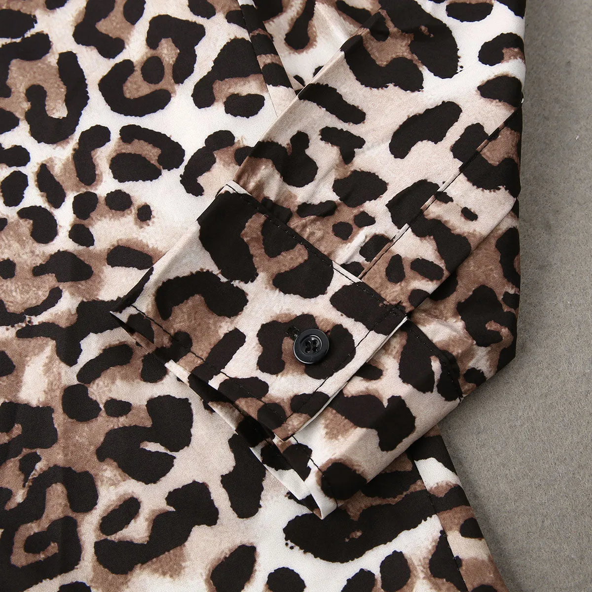 MEN'S LINEN LEOPARD PRINT SLIM FIT SHIRT