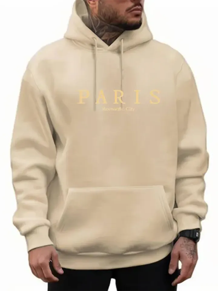 Men's PARIS Romantic City Print Fashion Pullover Hoodies