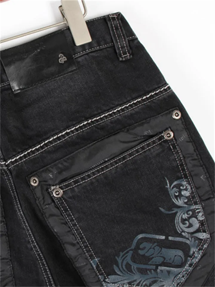 Men's Plus Size Street Style Embroidered Jeans