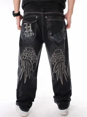 Men's Plus Size Street Style Embroidered Jeans