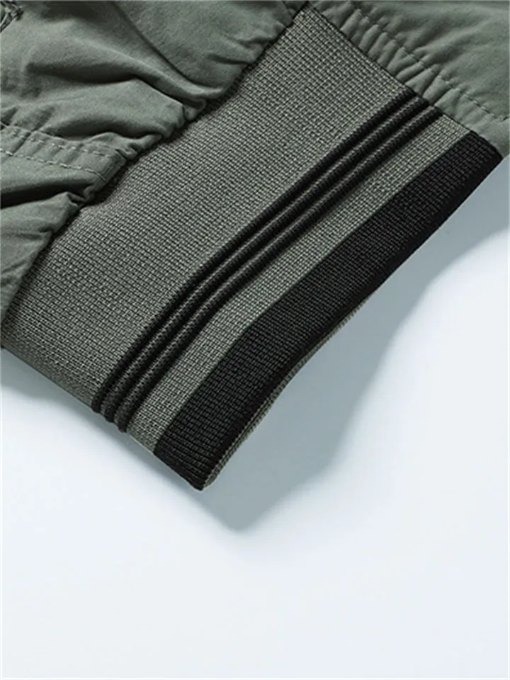 Men's Pure Cotton Stand Collar Anti-Theft Zipper Pocket Casual Jacket