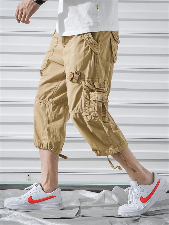 Men’s Relaxed Fit Below Knee 3/4 Length Cargo Shorts