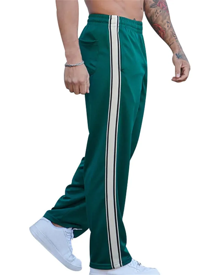 Men's Side Stripe Loose Casual Straight-Leg Pants