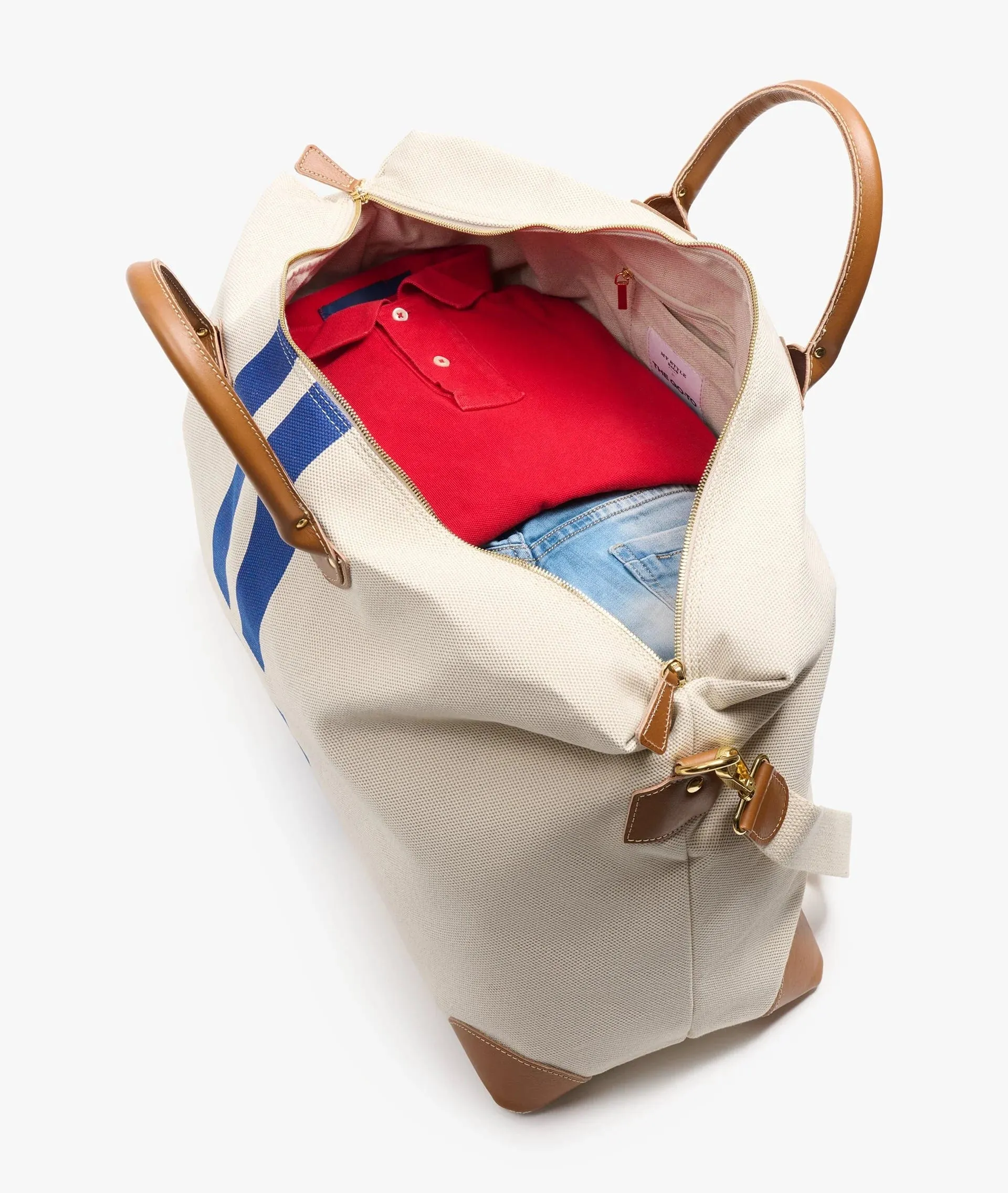 My Style Bags Personalised Harvard Large Duffel Bag - Blue Stripes