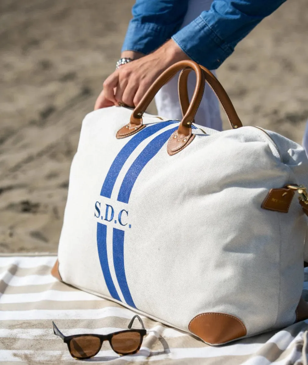 My Style Bags Personalised Harvard Large Duffel Bag - Blue Stripes