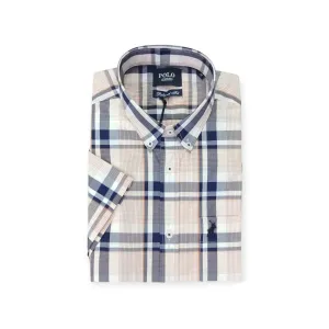 Polo Men's Short Sleeve Bold Check Shirt Orange