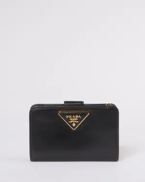 Prada Black Leather Compact Wallet