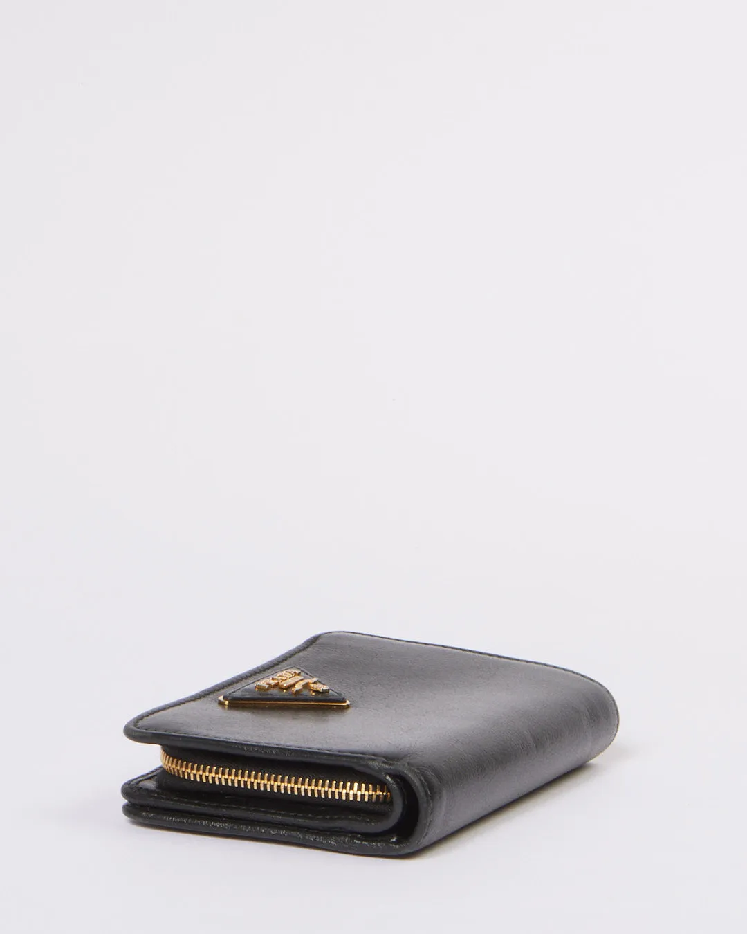 Prada Black Leather Compact Wallet