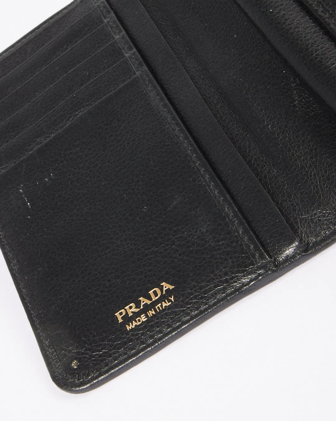 Prada Black Leather Compact Wallet